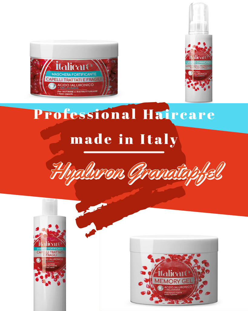 Hyaluron Haarshampoo + Haarmaske und Hyaluron Haar Gel mit Granatapfel